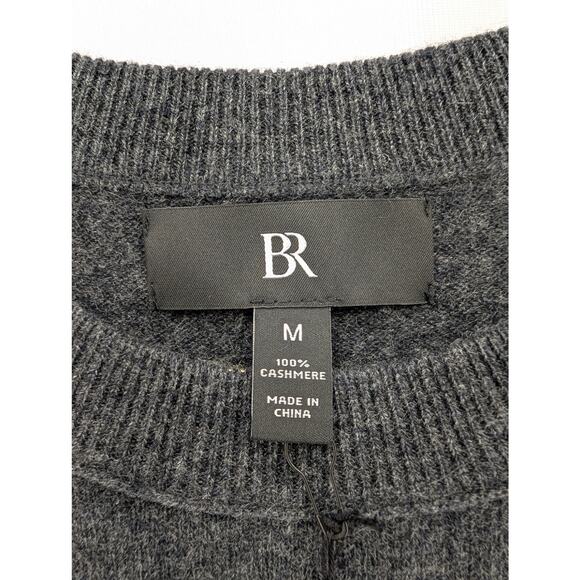 NWT Banana Republic Cashmere Crew-Neck Sweater in Coal Black Heather size Medium - Picture 4 of 5